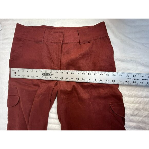 Cabi Women's Mid Rise Linen Outdoor Casual Cargo Bermuda Shorts Rust Brown 12 - Picture 6 of 9